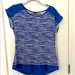 Calvin Klein, Sz M, 100% linen, royal blue, and white striped, sleeveless top